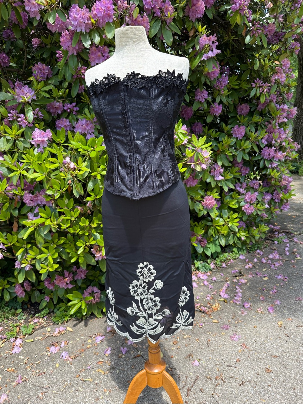 Vintage Black Lace Midi Slip